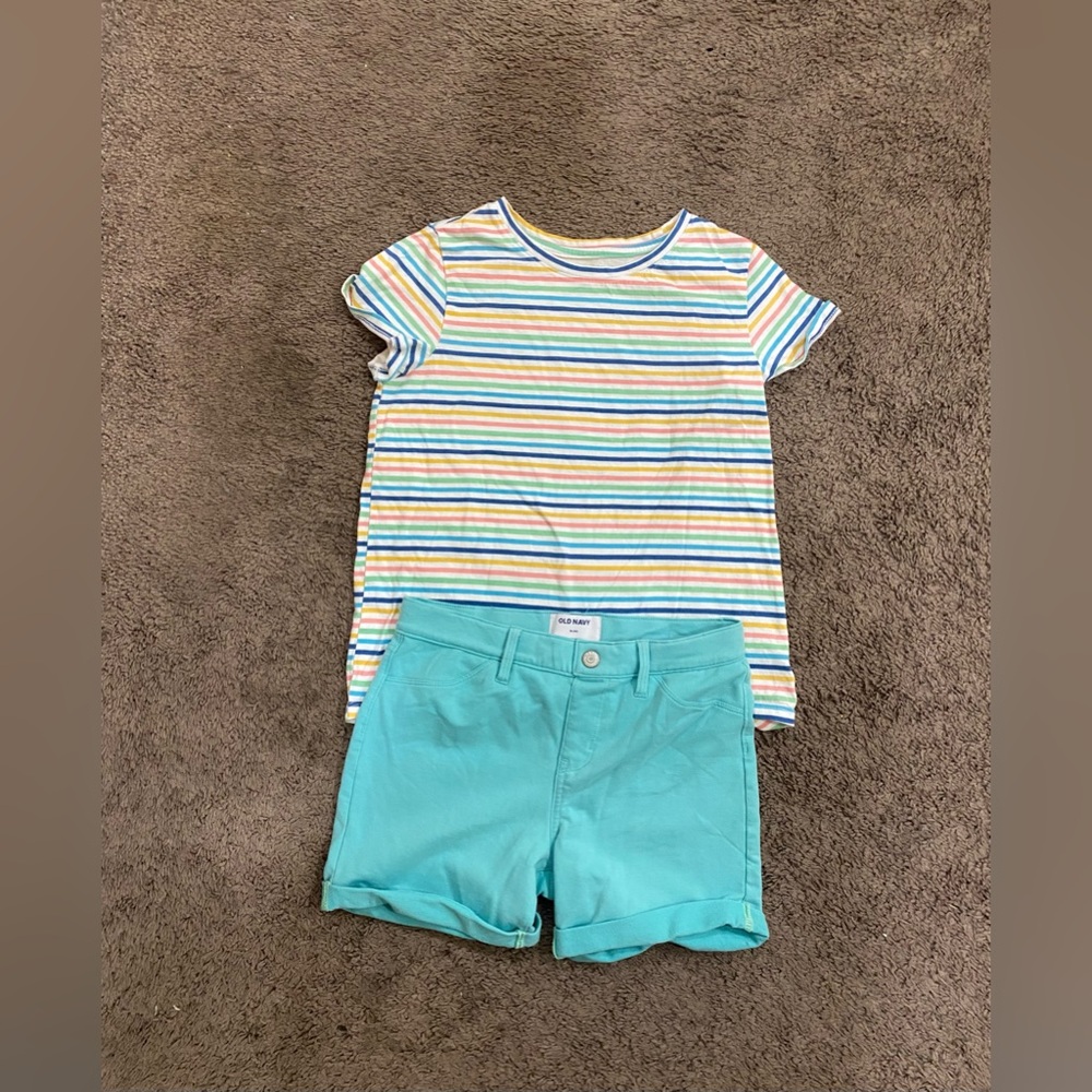 Girls Old Navy Teal Stripe outfit size 14/16